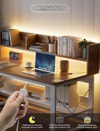 Vista 5 de MIWISE Tira de luces LED USB 5V, tira de luz LED COB súper brillante de 2700K blanco cálido con interruptor regulador táctil, cinta de luz regulable