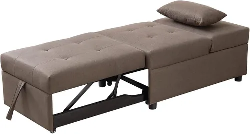 Vista 2 de Kings Brand Furniture - Otomana multifuncional, sofá cama, silla convertible, gris oscuro Blanco