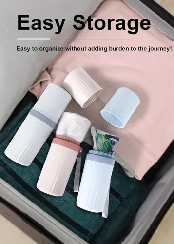 Vista 5 de Estuche de viaje para cepillos de dientes, color azul Large Travel Toothbrush Cup Case, Portable Travel Toothbrush Container for Traveling