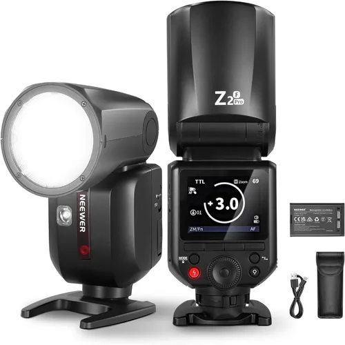 Vista 13 de NEEWER Z2PRO-C 2.4G TTL Flash Speedlite de cabeza redonda compatible con Canon, inalámbrico compatible con Godox, interfaz de usuario mejorada, 76Ws