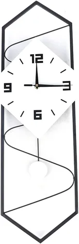 Vista 6 de Reloj de pared moderno de péndulo con movimiento silencioso, metal y madera maciza, reloj de pared para decoración de sala de estar, dormitorio