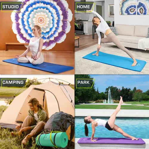Vista 5 de ProsourceFit Extra Thick Yoga and Pilates Mat 1/2” (13mm) or 1" (25mm), 71-inch Long High Density Exercise Mat with Comfort Foam and Carrying Strap