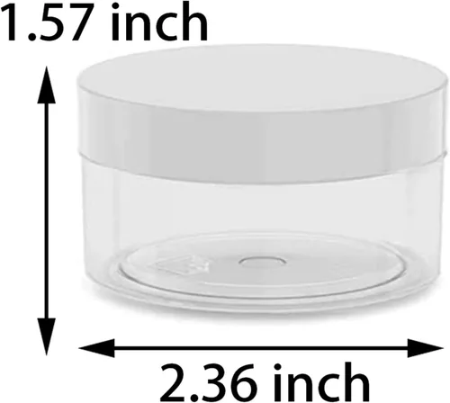 Vista 2 de 20 tarros de plástico de 2 onzas tapas redondas de rosca Tarros cosméticos para cosméticos, ungüentos, bálsamos, bálsamo labial u otros