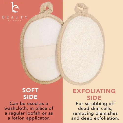 Vista 6 de Esponja exfoliante corporal de lufa - Paquete de 2 esponjas naturales de lufa