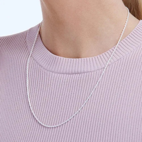 Vista 2 de Tienda Essentials Sterling Silver Diamond Cut Rope Chain Necklace