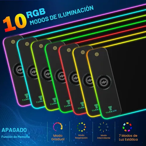 Vista 8 de TARKARI Alfombrilla de ratón RGB de carga inalámbrica magnética de 15W Negro