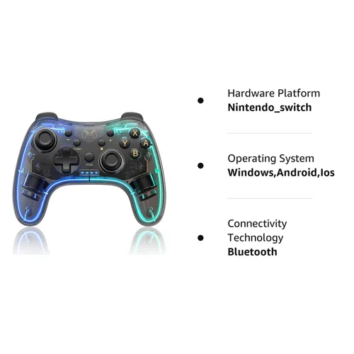 Vista 8 de Switch Controller Compatible with Nintendo SwitchLiteOLED & PCAndroidIOS, Switch Pro Controller With RGB Breathing LED, Switch Controllers Remote