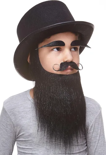 Vista 4 de Mustaches Fake Facial Hair Set, Beard, Eyebrows, Self-Adhesive Negro