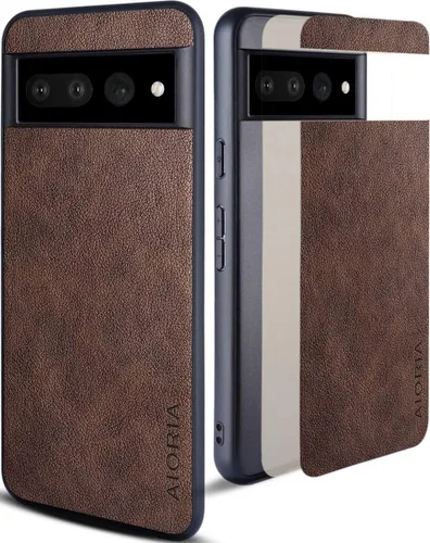 Vista 9 de Funda protectora completa para Google Pixel 7, funda de cuero premium para teléfono con diseño retro para Google Pixel 7 5G (negro)
