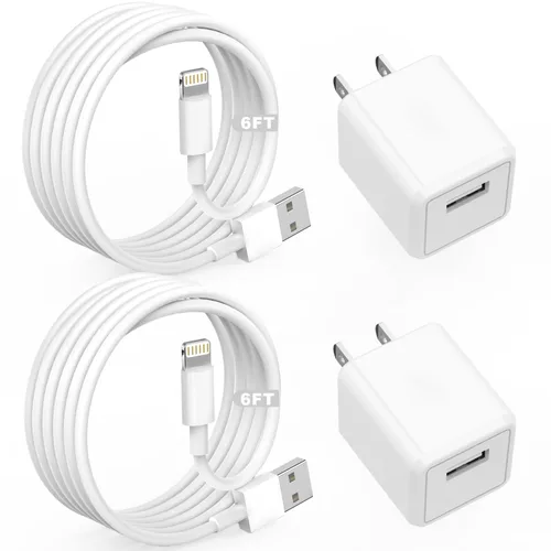 Vista 8 de Carga para cargador de iPhone [certificado MFi de Apple] Paquete de 2 cables Lightning para sincronización de datos con cable de carga USB A, bloque