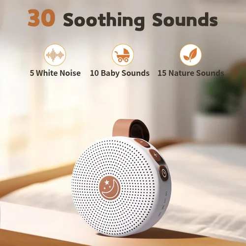 Vista 2 de Máquina de sonido Mini máquina portátil de ruido blanco para bebé con 30 sonidos relajantes para niños y adultos, temporizador de apagado