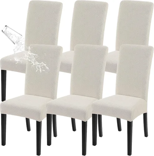 Vista 19 de SearchI Juego de 4 fundas impermeables para sillas de comedor, fundas elásticas para sillas Parsons extraíbles, lavables, fundas protectoras