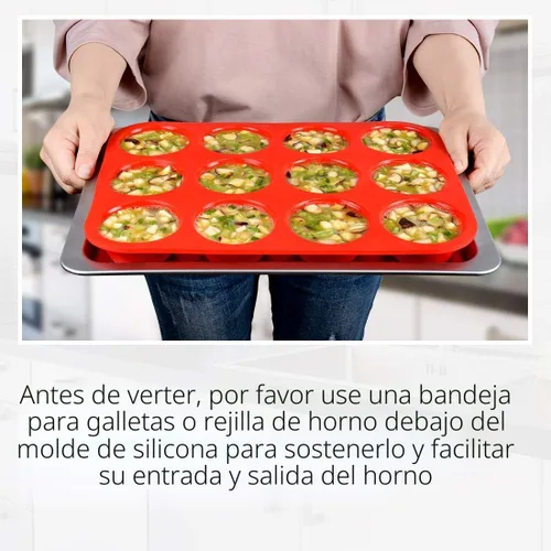 Vista 5 de CAKETIME Moldes de silicona para magdalenas para hornear, molde de tamaño regular para magdalenas, molde para hornear moldes de silicona