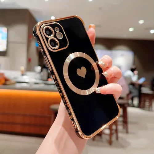 Vista 10 de DEFBSC Compatible con iPhone 12, funda de corazón con borde galvanizado, protección completa de la cámara, esquinas reforzadas elevadas, cubierta