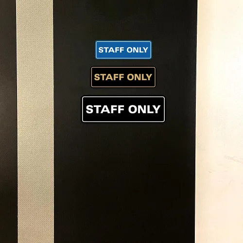Vista 2 de All Quality Letrero estándar para pared o puerta Fácil instalación Señales de trabajo de oficina Seguridad mejorada – Negro – Pequeño