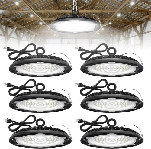 Vista 6 de HYPERLITE Luces de Alta Bahía Comerciales: Luz LED de 150W 6000K para Tienda de Taller - Luces UFO Impermeables para Lugares Húmedos y Ambientes