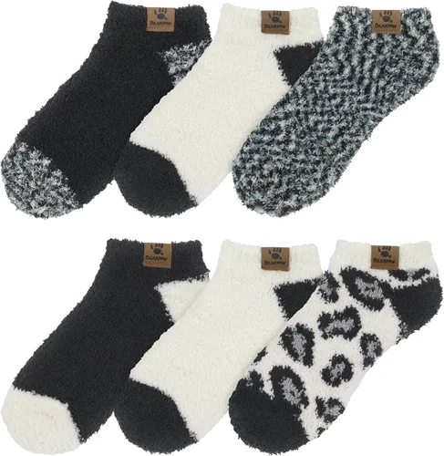 Vista 3 de BEARPAW Paquete de 6 pares de calcetines de descanso acogedores súper suaves y cálidos para mujer, varios colores, estampados en el tobillo