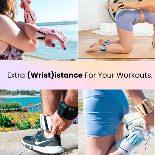 Vista 4 de OmWeights: pesas de muñeca y tobillo para mujeres y hombres, eleva tus entrenamientos con brazaletes pesados, pesas de tobillo para cardio, yoga