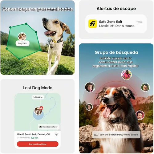 Vista 4 de Nuevo Collar Rastreador Inteligente para Perros de la Serie Fi 3+ [Miembrosía de 12 Meses Incluida] Rastreador GPS para Perros con Monitoreo