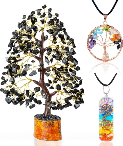 Vista 9 de BEZAVO Árbol de la vida de los siete chakras, hecho a mano, piedra preciosa de cristal curativo para energía positiva, equilibrio espiritual