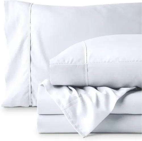 Vista 7 de Bare Home Juego de sábanas 1800 ultra suaves con 2 fundas de almohada 01-Blanco