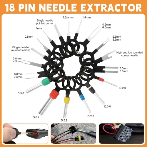 Vista 5 de 1381PCS Pin Connector Kit, Electrical Pins Connectors with Crimp Tool and Wire Strippers,28 Types 1/1.5/1.8/2.2/2.3/2.8/3.5mm Removal Male Female