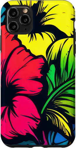 Vista 11 de Funda para iPhone 15 con diseño de flor de hibisco, diseño de graffiti botánico bohemio