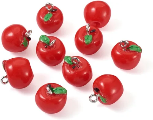 Vista 26 de Craftdady Colgantes colgantes de frutas, lindos colgantes de resina para alimentos, colgantes de manzana, naranja, piña, fresa, encantadores dijes