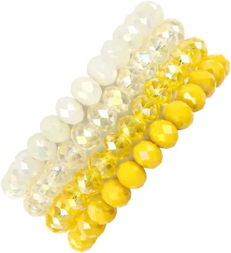 Vista 4 de Caiyao Pulsera Bohemia de Cuentas Multicapa Apilable, Versátil Elástica de Hilo Declaración Envolvente Brazalete Tipo Puño Deslizable con Cuentas