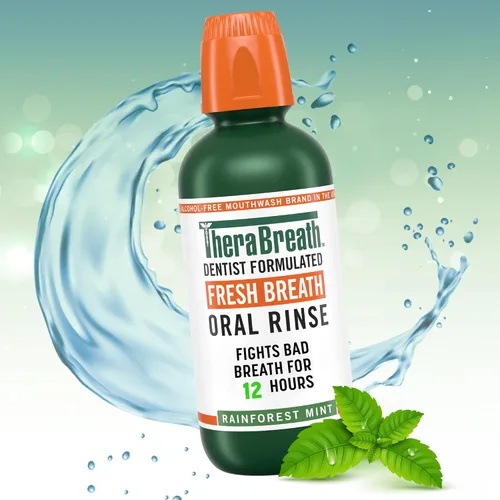 Vista 10 de TheraBreath Fresh Breath - Enjuague bucal Rainforest Mint, sin alcohol, 16 onzas líquidas (paquete de 2)