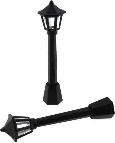 Vista 2 de 10pcs mini poste de lámpara de plástico negro miniatura tren ferrocarril lámpara poste luces calle luz