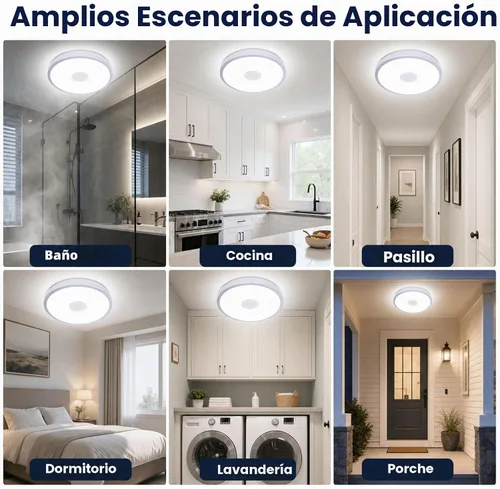 Vista 4 de Lámpara de techo impermeable mejorada con música LED con altavoz Bluetooth, certificado FCC UL1598, luz cambiante de color de 18 W con control