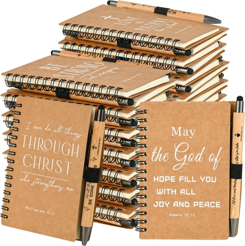 Vista 11 de INSADA Diario de oración cristiana en espiral a granel con bolígrafos, bloc de notas con rayas pequeñas (4.13 x 5.43 pulgadas), regalos del día