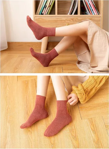 Vista 5 de Calcetines de algodón para mujer, de algodón, casuales, de color sólido, elásticos, para mujeres y niñas, 10 pares