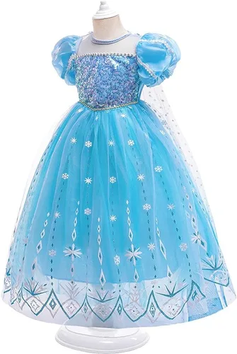 Vista 2 de Disfraz de princesa Elsa de Frozen para niñas, disfraz de Halloween, Navidad, cumpleaños, concurso, fiesta, noche