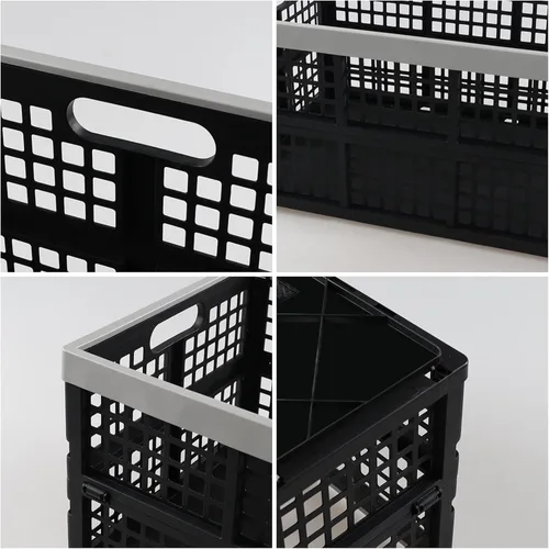 Vista 3 de Caja de plástico apilable grande de 42 litros, caja de almacenamiento plegable, 2 paquetes