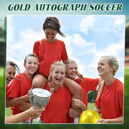 Vista 7 de WinnerWhy Balón de fútbol dorado con autógrafo, tamaño oficial, mini trofeo de fútbol, fútbol dorado personalizado con bomba de aire para trofeos
