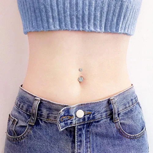 Vista 4 de Mayhoop Piercing para ombligo de acero inoxidable quirúrgico de 14 G, con circonita cúbica, 38 pulgadas, 0.394 in, joyería para el cuerpo