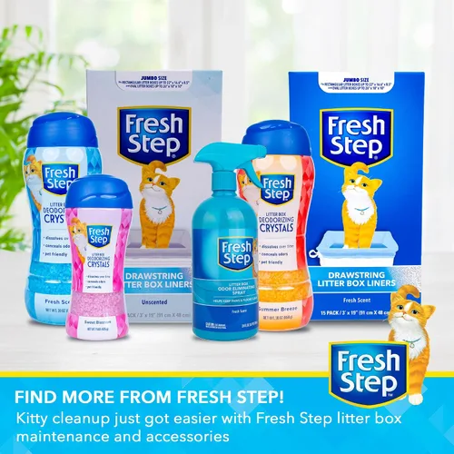 Vista 9 de Fresh Step Bolsas de arena para gatos con cordón, bolsas de arena perfumadas resistentes para sartenes ovaladas y rectangulares grandes, control