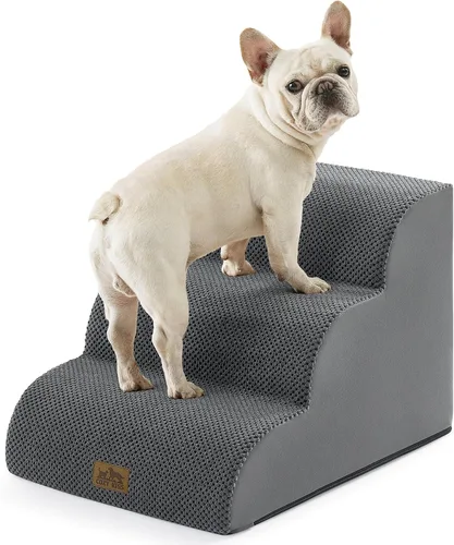 Vista 30 de COZY KISS Escaleras anchas para perros pequeños de 15.7 pulgadas de alto, escalón para mascotas para cachorros, gatos mayores, rampa curva