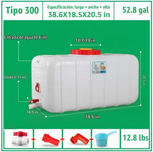 Vista 2 de Contenedor de agua 25L/45L/80L/110L/160L/200L Espesamiento de plástico blanco de grado alimenticio Tanque de almacenamiento rectangular Cubo de agua