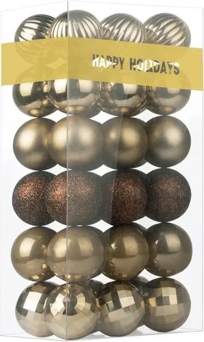 Vista 31 de Esferas pequeñas de bronce de 1.6 pulgadas para decoración del árbol de Navidad, adornos inastillables para cumpleaños, Halloween, vacaciones, boda