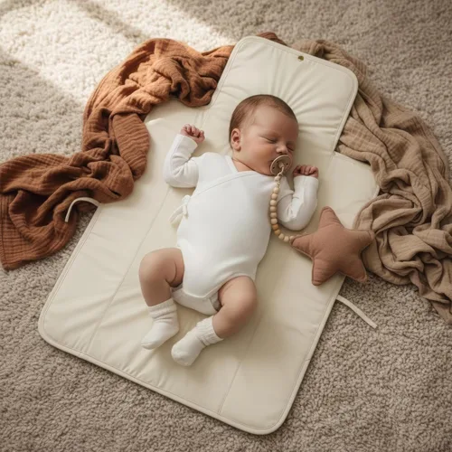 Vista 2 de Cambiador de pañales portátil, suave y fácil de limpiar, cambiador de pañales para bebés, la almohadilla ligera y plegable perfecta para viajar