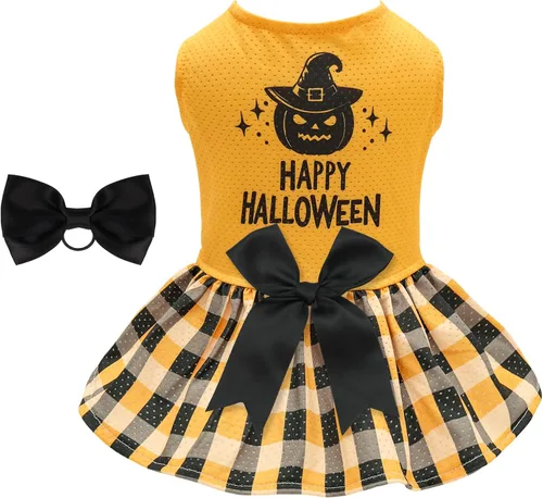 Vista 13 de CuteBone Vestido de malla para perro, vestido de Halloween para cachorros, traje de verano para mascotas, moda de verano para perros pequeños, ropa