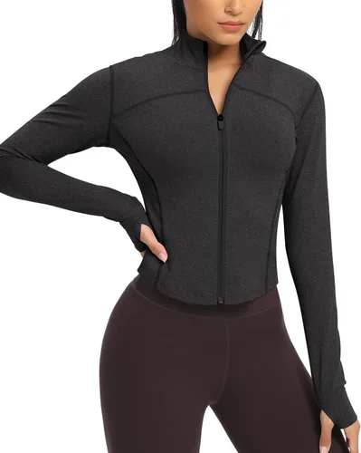 Vista 7 de QUEENIEKE Womens Athletic Workout Jackets Cottony-Soft Full Zip Slim Fit Running Jacket 0703