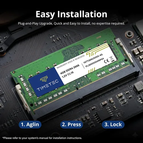 Vista 7 de Timetec 4GB DDR4 2666MHz (PC4-2666V) PC4-21300 SODIMM Laptop RAM - Módulo de memoria sin búfer de 260 pines 1.2V CL19 sin ECC para computadora