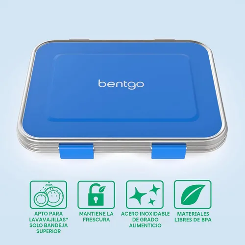 Vista 3 de Bentgo Kids - Lonchera de acero inoxidable resistente a derrames para niños, de 3 compartimentos con contenedor de silicona adicional, duradera