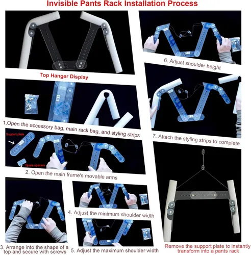 Vista 8 de Percha invisible con forma de maniquí ajustable, soporte de acrílico para colgar ropa, montaje en pared, para venta al por menor, boutique