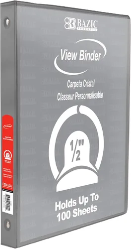 Vista 31 de BAZIC Products Carpeta organizadora de 3 anillas de 1/2 pulgada con vista económica, color negro, anillo redondo, capacidad para 100 hojas de papel