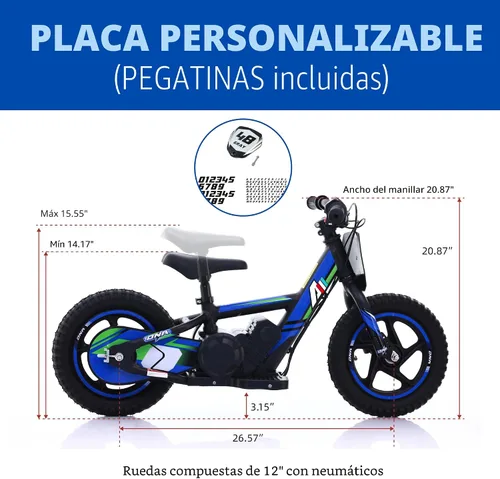Vista 6 de Bicicleta eléctrica ligera AIII para niños, motocicleta eléctrica de 170/340W hasta 10/12MPH, batería desmontable de 24V, frenos duales operados a